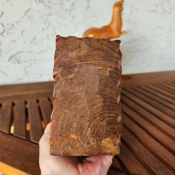 Vintage Hand-Carved Teak Elephant Bookends Pair – 10" Tall Wooden Decor Jungle - Picture 10 of 12